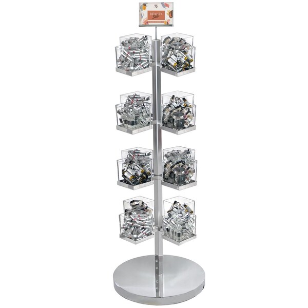 Arm Cube Bin Floor Tower Display, Chrome